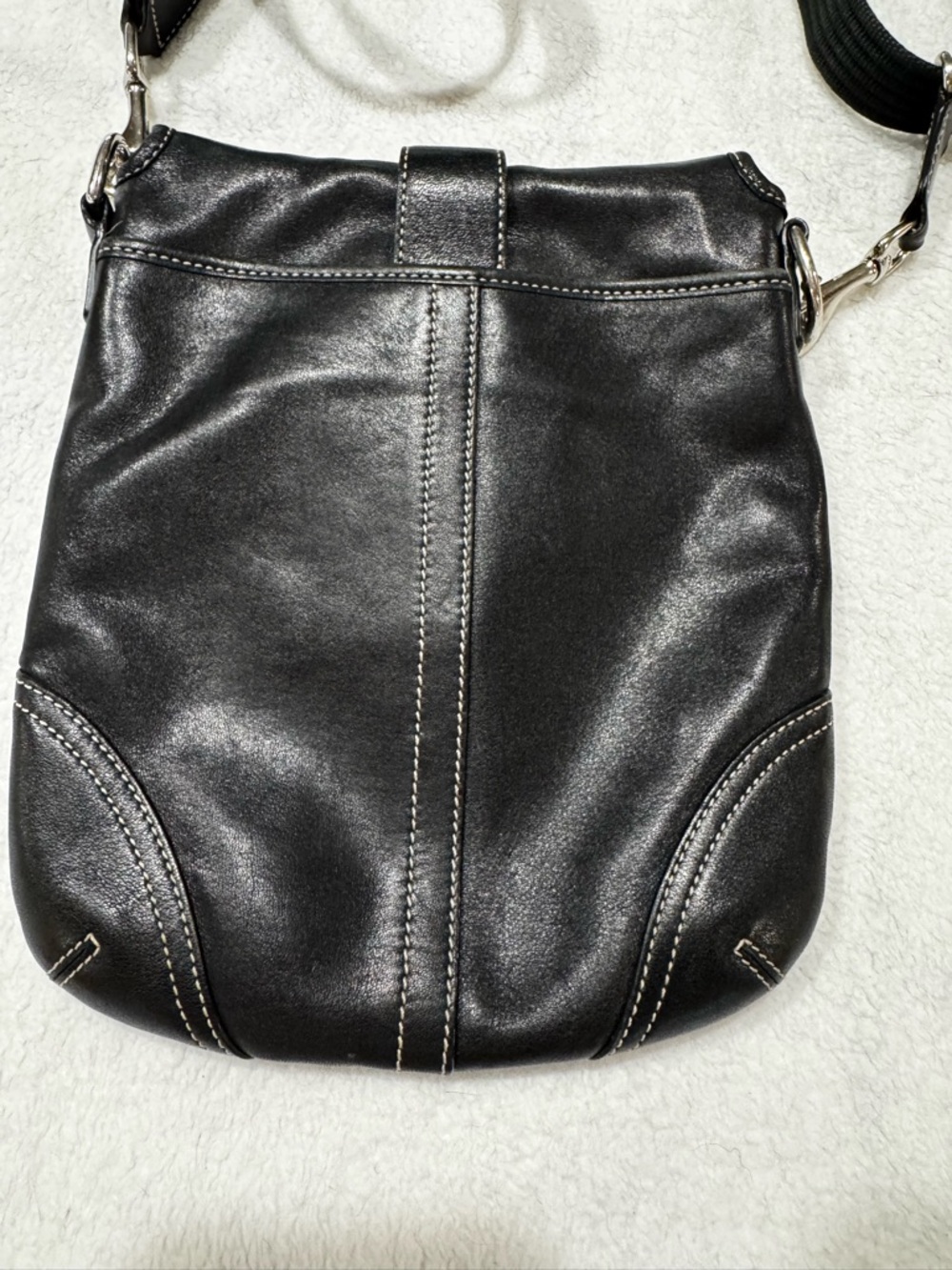 Coach Black Leather Crossbody Bag Flap Buckle Legacy Style Adjustable Strap - Picture 11 of 15